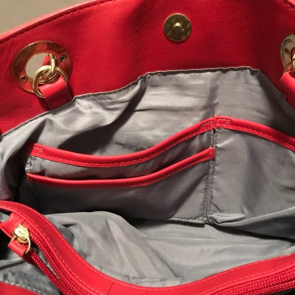 Nicole Miller Red Coral Shoulder Bag Purse - Picture 5 of 9